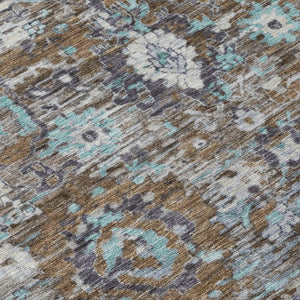Floral Polyester Area Rug Machine Washable Indoor Outdoor Transitional Patio Living Decor