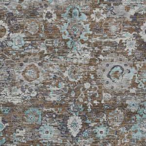 Floral Polyester Area Rug Machine Washable Indoor Outdoor Transitional Patio Living Decor