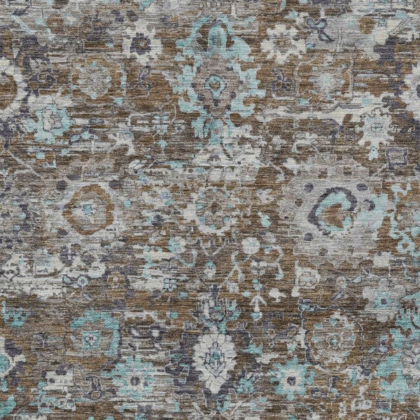 Floral Polyester Area Rug Machine Washable Indoor Outdoor Transitional Patio Living Decor