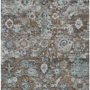 Floral Polyester Area Rug Machine Washable Indoor Outdoor Transitional Patio Living Decor