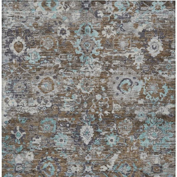 Floral Polyester Area Rug Machine Washable Indoor Outdoor Transitional Patio Living Decor