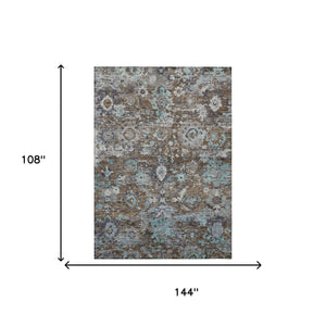 Floral Polyester Area Rug Machine Washable Indoor Outdoor Transitional Patio Living Decor