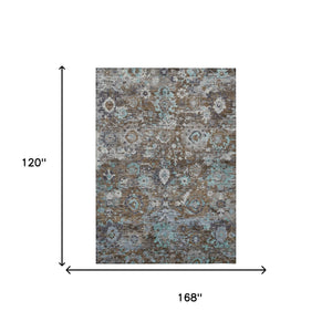 Floral Polyester Area Rug Machine Washable Indoor Outdoor Transitional Patio Living Decor