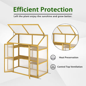 English Elm Greenhouse, Pine Frame Cold with Polycarbonate Panels and Hinged Roof for Patio W1850P235934