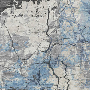 HomeRoots 10 X 14 Abstract Denim Blue Washable Polyester Rug for Indoor Outdoor Spaces 724532
