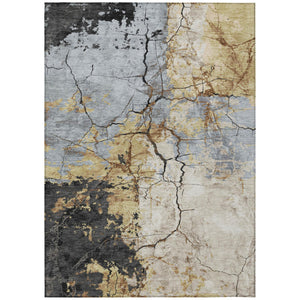 Abstract Washable Polyester Area Rug for Indoor Outdoor Modern Living Spaces Patio Decor