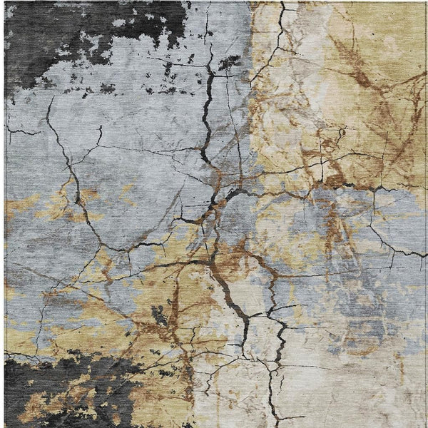 Abstract Washable Polyester Area Rug for Indoor Outdoor Modern Living Spaces Patio Decor