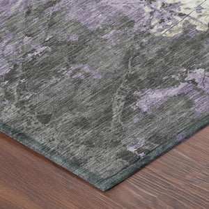 5 X 8 Abstract Plum Washable Polyester Area Rug for Indoor Outdoor Living