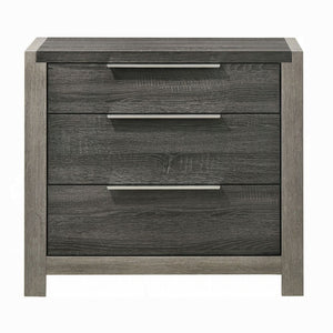 English Elm Contemporary Gray Two-Tone 3-Drawer Nightstand with Long Metal Pulls, Modern Wooden Bedside Table B011P318944