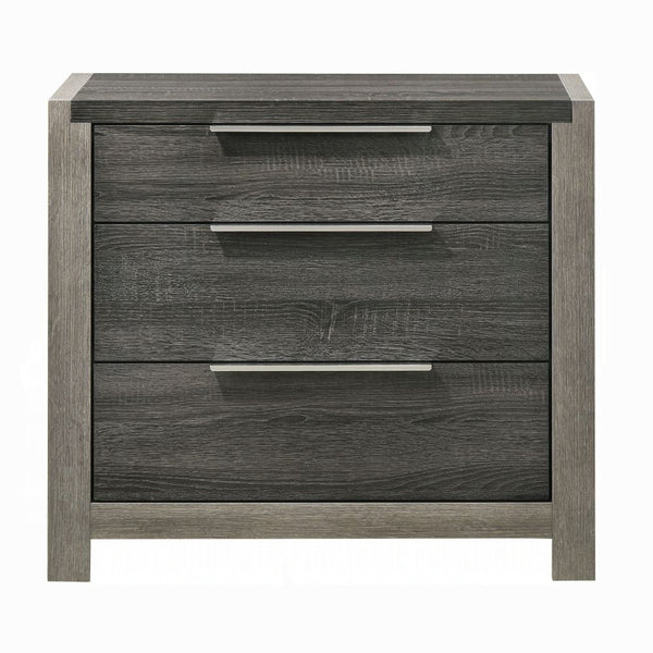 English Elm Contemporary Gray Two-Tone 3-Drawer Nightstand with Long Metal Pulls, Modern Wooden Bedside Table B011P318944