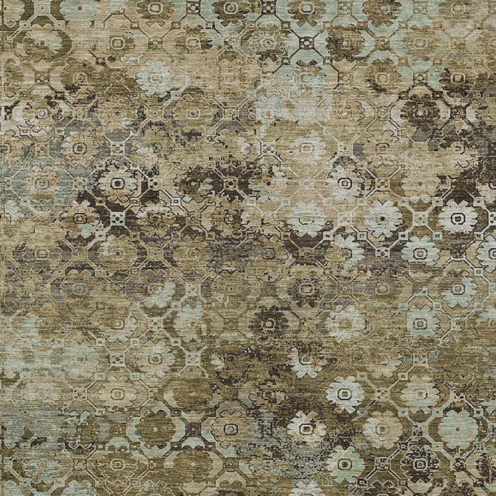 HomeRoots Abstract Washable Indoor Outdoor Polyester Area Rug for Patios Living Rooms and High Traffic Areas 9' x 12' 724609