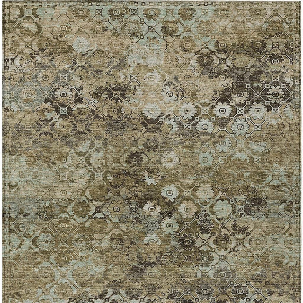 HomeRoots Abstract Washable Indoor Outdoor Polyester Area Rug for Patios Living Rooms and High Traffic Areas 9' x 12' 724609