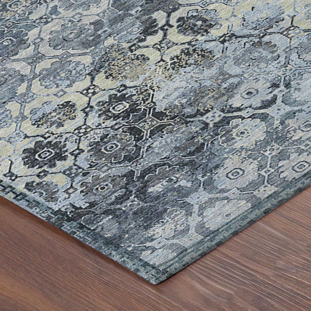 HomeRoots 8 Foot Round Abstract Washable Polyester Rug for Patio Entryway or Living Room 724613