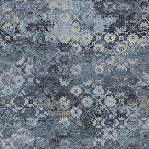 HomeRoots Abstract Washable Polyester Area Rug for Indoor Outdoor Patios and Living Rooms Navy Blue 8' x 10' 724614