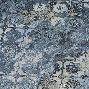 Abstract Washable Polyester Area Rug for Indoor Outdoor Patios and Living Rooms Navy Blue