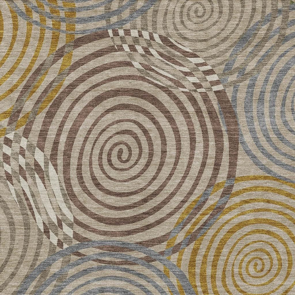 HomeRoots Geometric Polyester Area Rug Machine Washable for Indoor Outdoor Neutral Home Decor 9' x 12' 724663