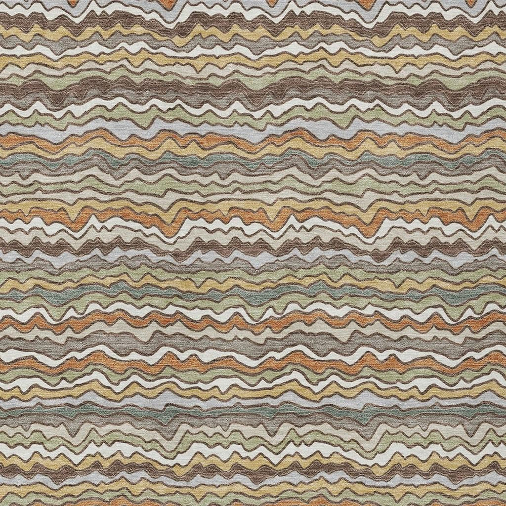HomeRoots Striped Washable Polyester Indoor Outdoor Area Rug for Patio Porch Entryway and Living Room 5' x 8' 724732