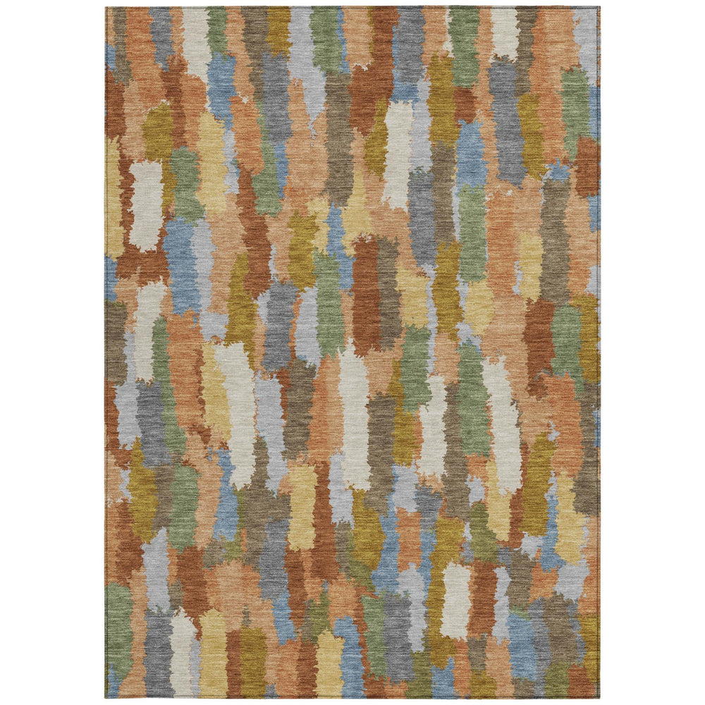 Striped Washable Polyester Area Rug for Indoor Outdoor Patios Living Rooms and Entryways