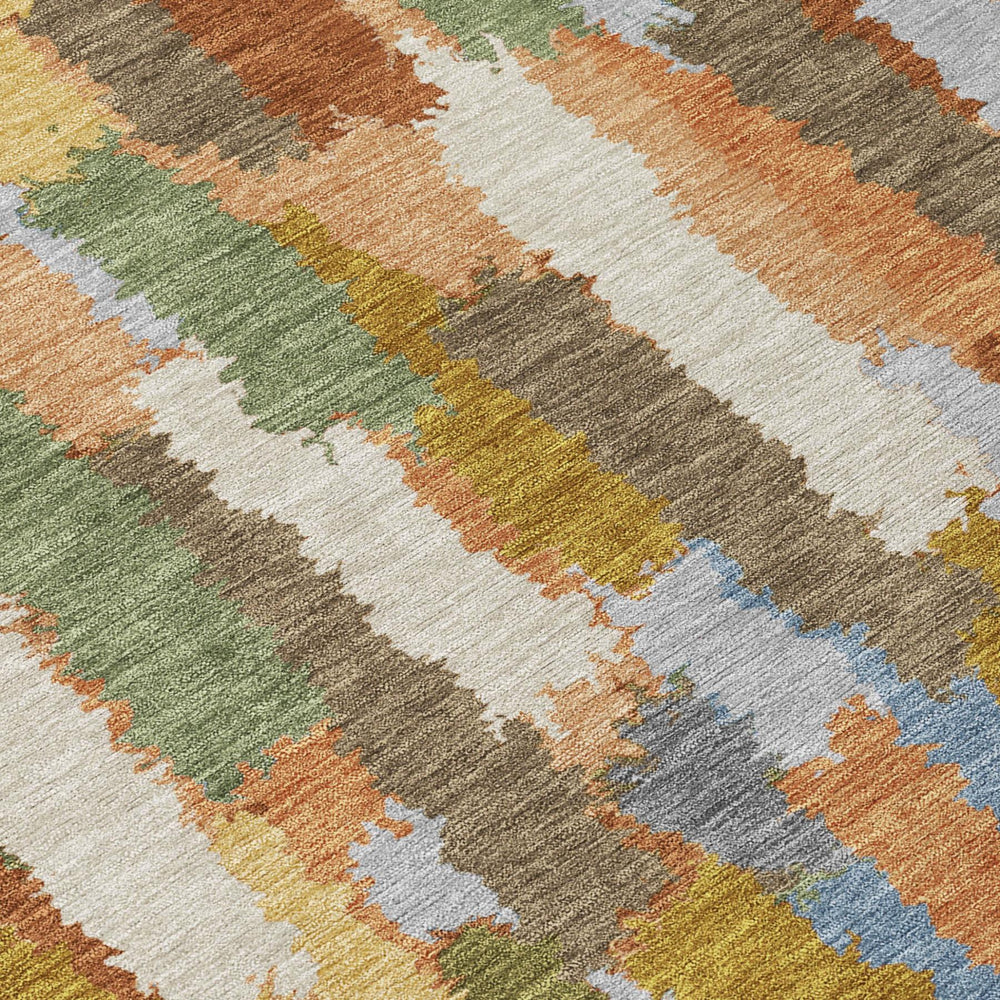 Striped Washable Polyester Area Rug for Indoor Outdoor Patios Living Rooms and Entryways