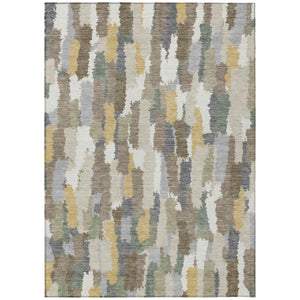 8 X 10 Striped Ivory Beige Polyester Area Rug Machine Washable Indoor Outdoor