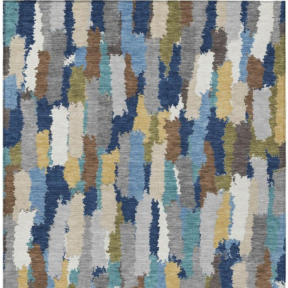 8 Ft X 10 Ft Striped Polyester Indoor Outdoor Rug Washable Coastal Navy Blue