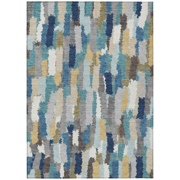 Striped Washable Polyester Indoor Outdoor Area Rug for Patios Kitchens and Living Rooms