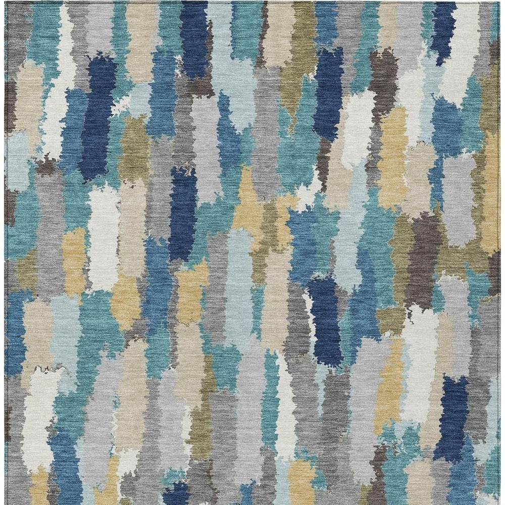 Striped Washable Polyester Indoor Outdoor Area Rug for Patios Kitchens and Living Rooms
