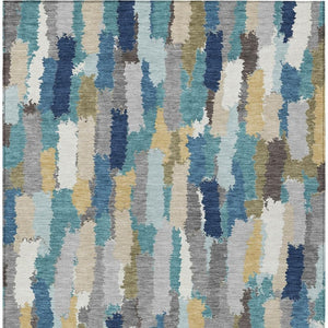 Striped Washable Polyester Indoor Outdoor Area Rug for Patios Kitchens and Living Rooms
