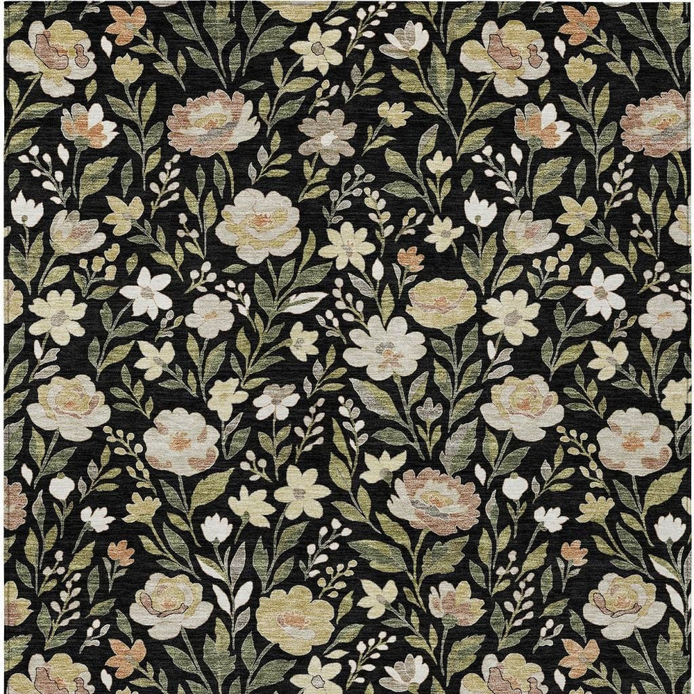 8 Ft Floral Polyester Area Rug Washable Stain Resistant Indoor Outdoor Patio