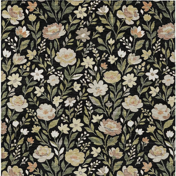 8 Ft Floral Polyester Area Rug Washable Stain Resistant Indoor Outdoor Patio