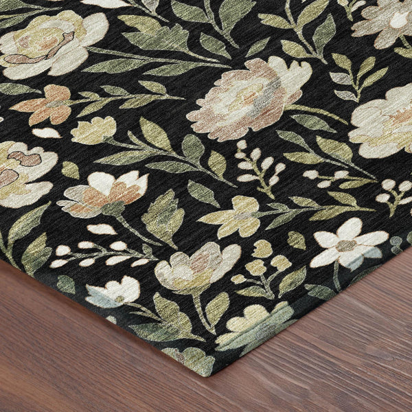 8 Ft Floral Polyester Area Rug Washable Stain Resistant Indoor Outdoor Patio