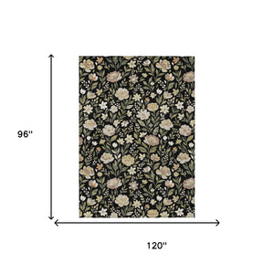 8 Ft Floral Polyester Area Rug Washable Stain Resistant Indoor Outdoor Patio