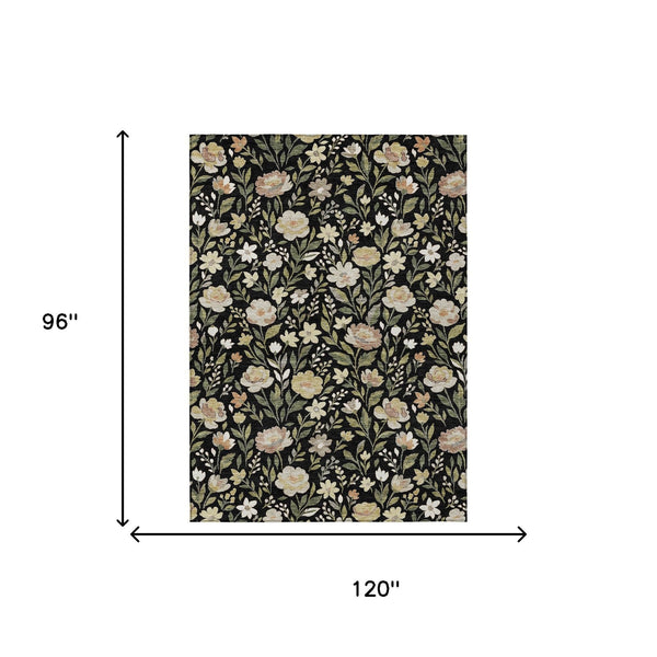 8 Ft Floral Polyester Area Rug Washable Stain Resistant Indoor Outdoor Patio