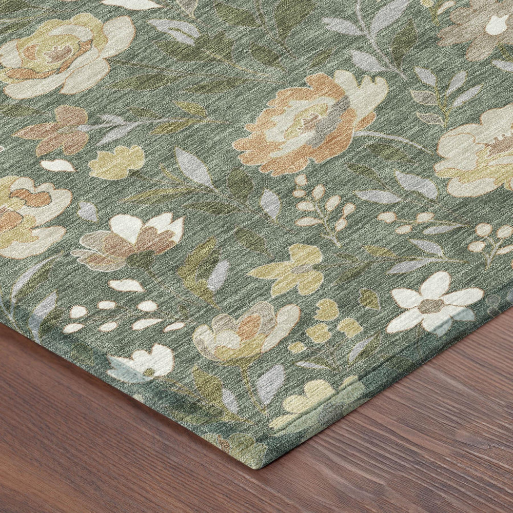 Floral Polyester Area Rug Washable Indoor Outdoor Use for Patio Living Room Entryway