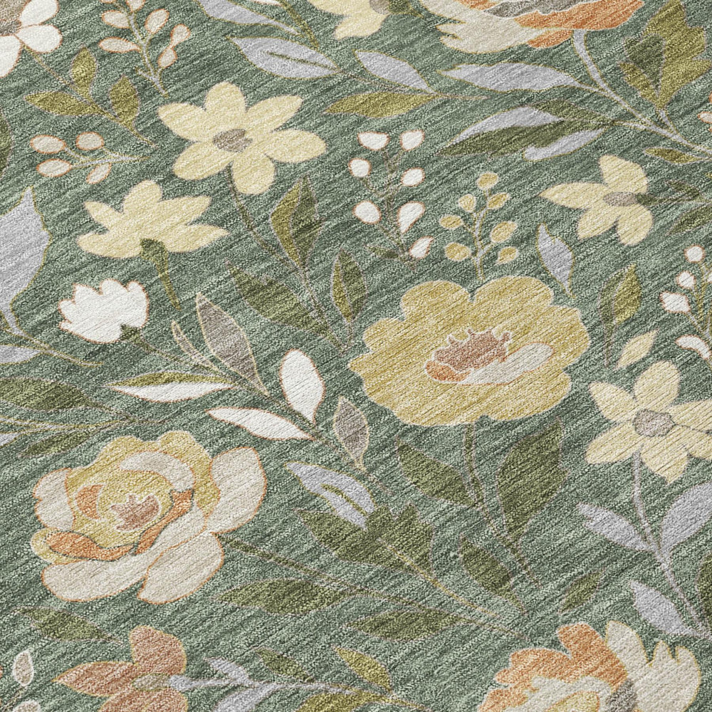 Floral Polyester Area Rug Washable Indoor Outdoor Use for Patio Living Room Entryway