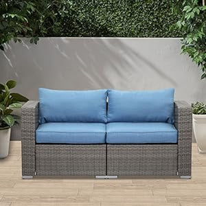 English Elm 59" Modular Pe Rattan Outdoor Loveseat Set with Uv Resistant Olefin Cushions for Patios B082P455122