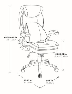 OSP Home Furnishings Exec Bonded Leather Office Chair with Lumbar Support Padded Arms and Ergonomic Tilt Taupe ECH17051-EC21