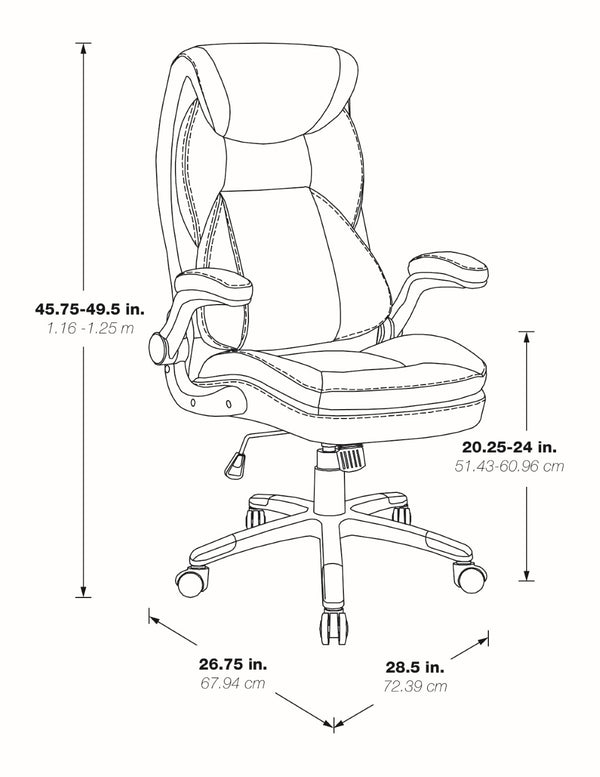 OSP Home Furnishings Exec Bonded Leather Office Chair with Lumbar Support Padded Arms and Ergonomic Tilt Taupe ECH17051-EC21