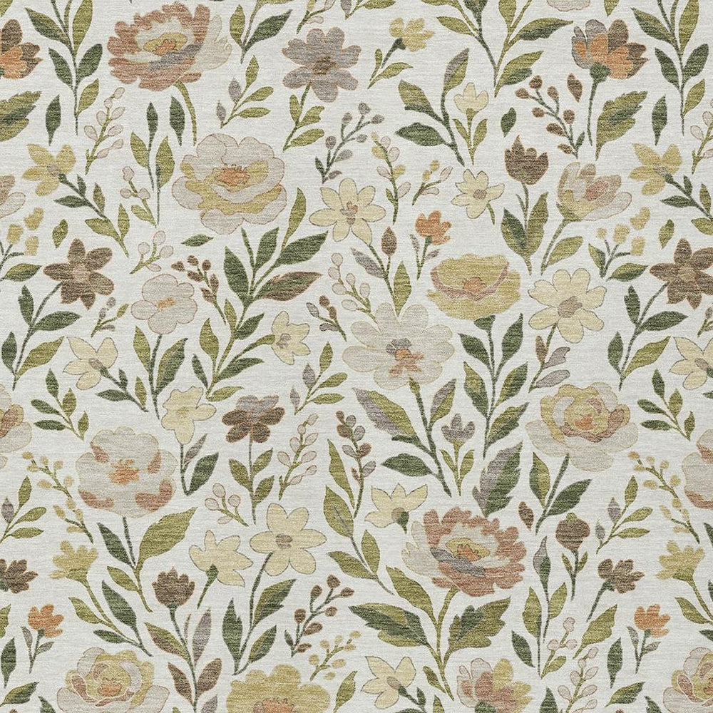 HomeRoots Floral Polyester Area Rug Washable Low Pile for Indoor Outdoor Patio and Living Room 8' x 10' 724800