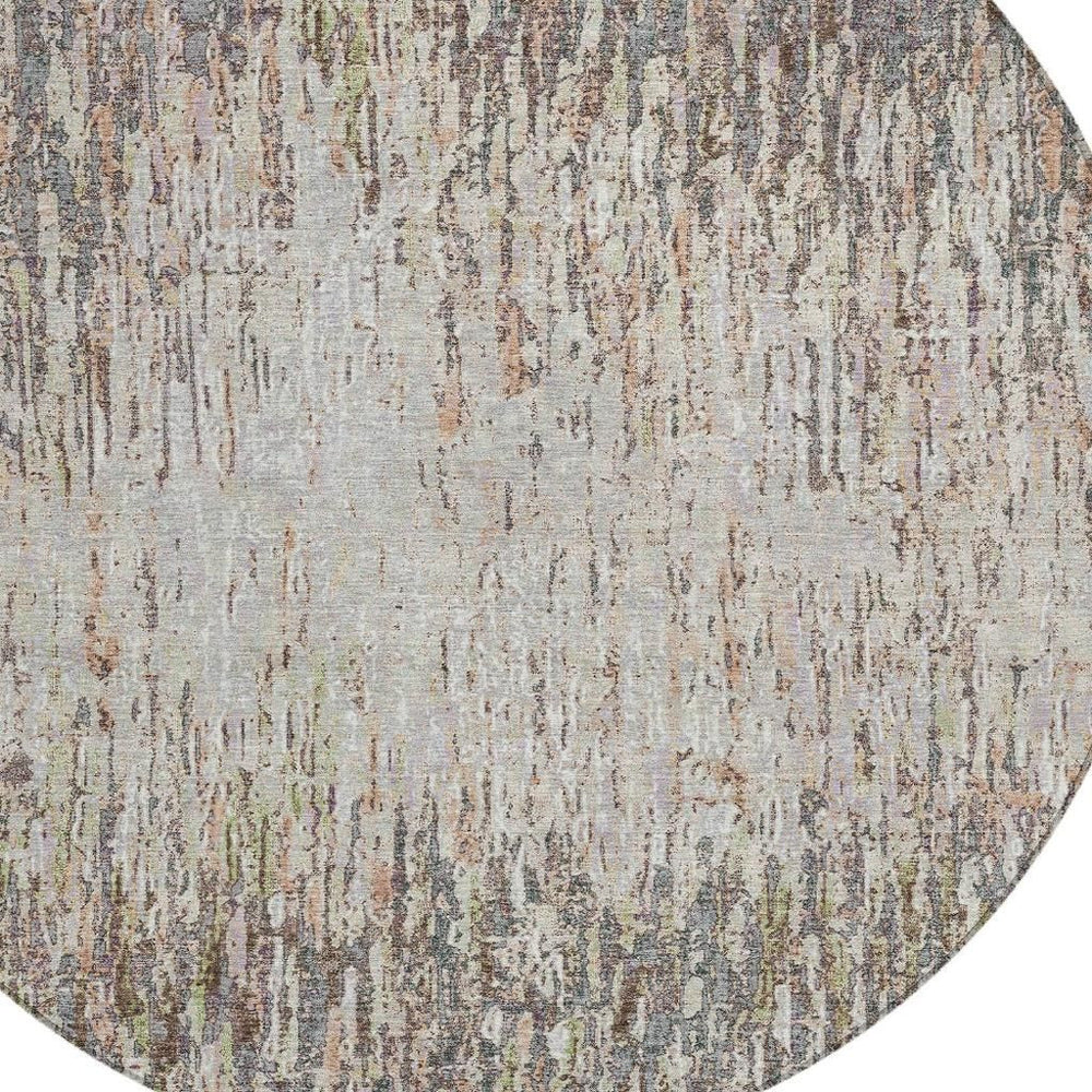 HomeRoots 8 Foot Round Striped Polyester Area Rug for Indoor Outdoor Patios and Living Spaces 724829