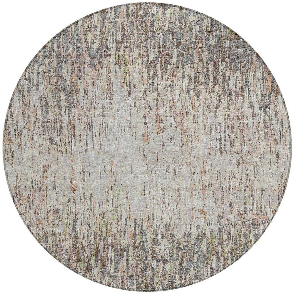 HomeRoots 8 Foot Round Striped Polyester Area Rug for Indoor Outdoor Patios and Living Spaces 724829