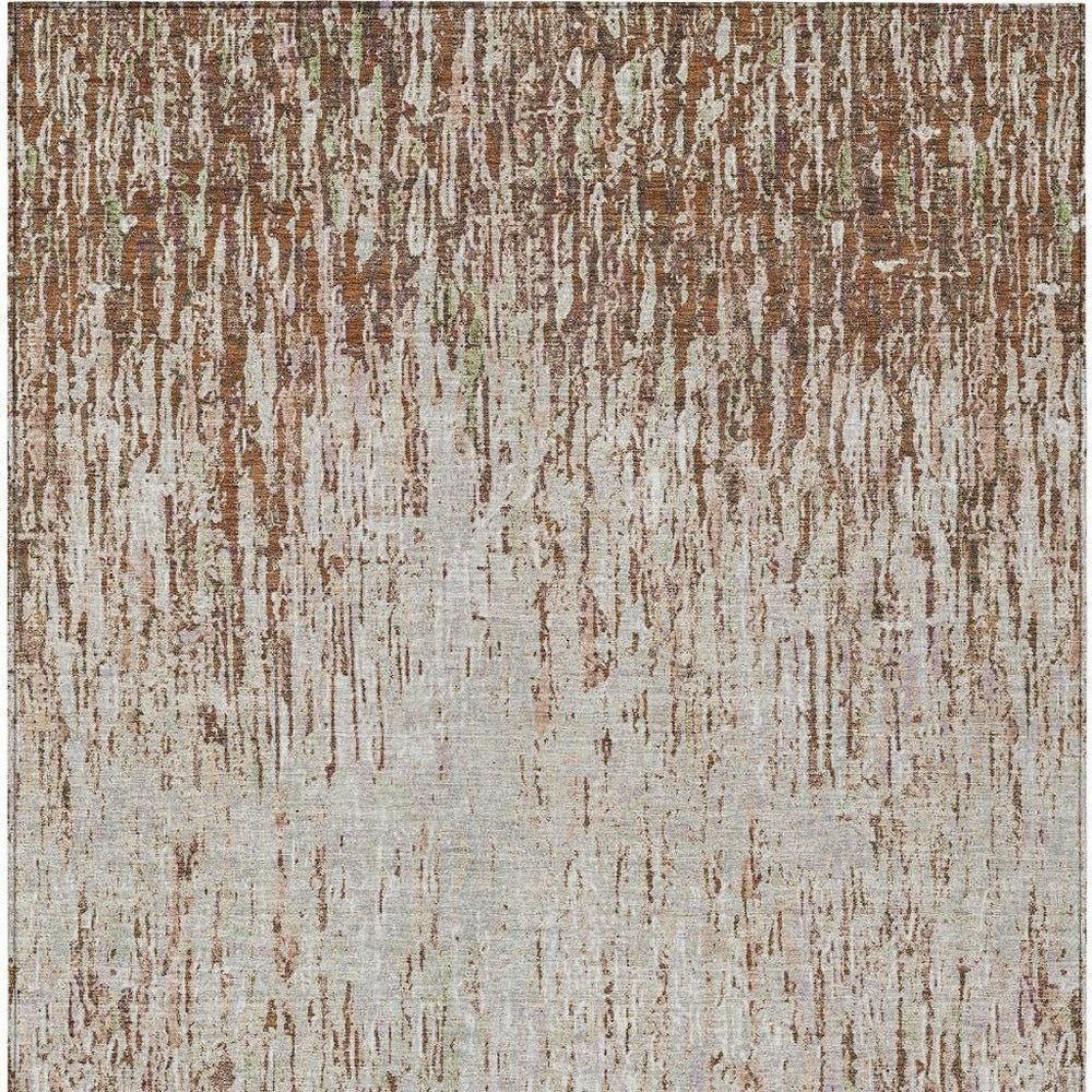 HomeRoots 9x12 Striped Polyester Area Rug Washable Indoor Outdoor Patio Entryway Decor 724843