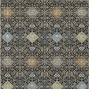 Oriental Polyester Area Rug Washable Indoor Outdoor with Copper Pattern and Felt Backing
