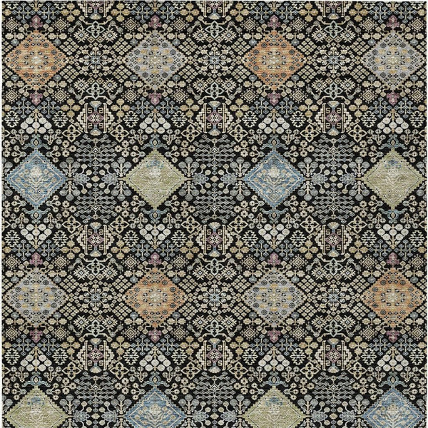 Oriental Polyester Area Rug Washable Indoor Outdoor with Copper Pattern and Felt Backing