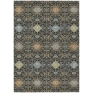 Oriental Polyester Area Rug Washable Indoor Outdoor with Copper Pattern and Felt Backing