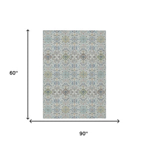 Washable Oriental Polyester Area Rug for Indoor Outdoor Patio and Living Room Spaces