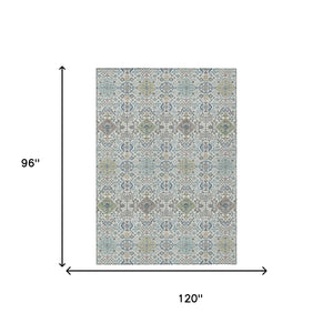 Washable Oriental Polyester Area Rug for Indoor Outdoor Patio and Living Room Spaces