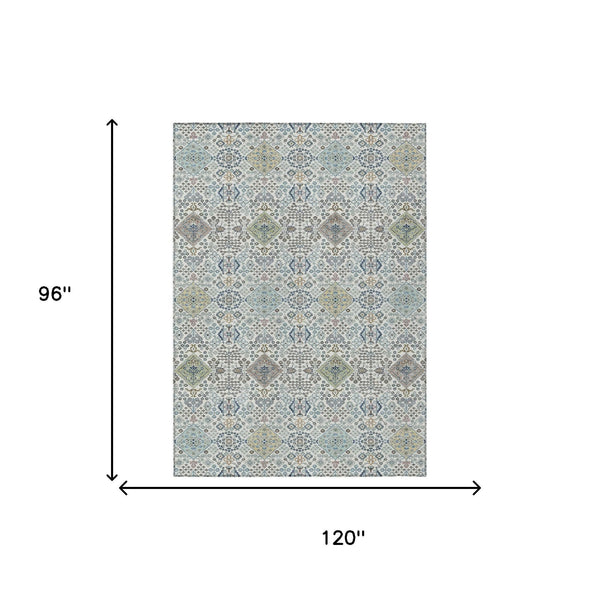 Washable Oriental Polyester Area Rug for Indoor Outdoor Patio and Living Room Spaces