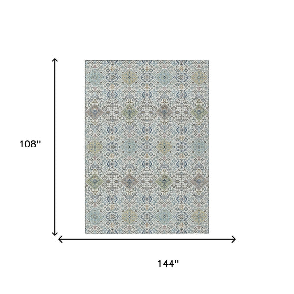 Washable Oriental Polyester Area Rug for Indoor Outdoor Patio and Living Room Spaces