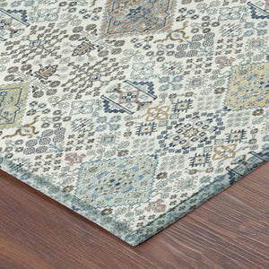 Washable Oriental Polyester Area Rug for Indoor Outdoor Patio and Living Room Spaces